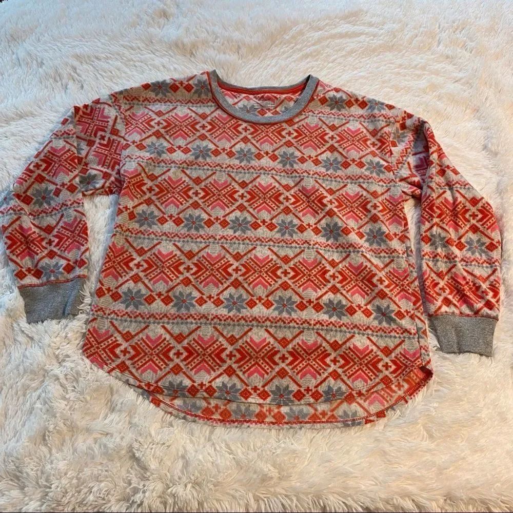 Cuddl Duds Soft Geo Print PJ Top, Size Large